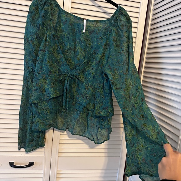 Free People Ruffle Chiffon Shirt - Picture 2 of 6